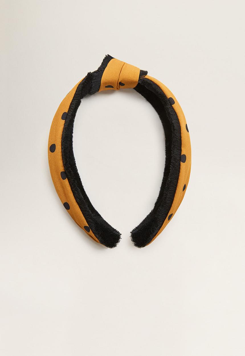 MANGO - Polka-dot hairband - black & yellow 