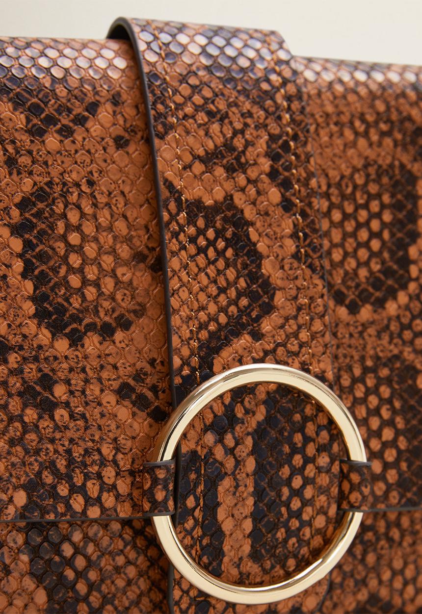 MANGO - Snakeskin effect bag - rust & brown 
