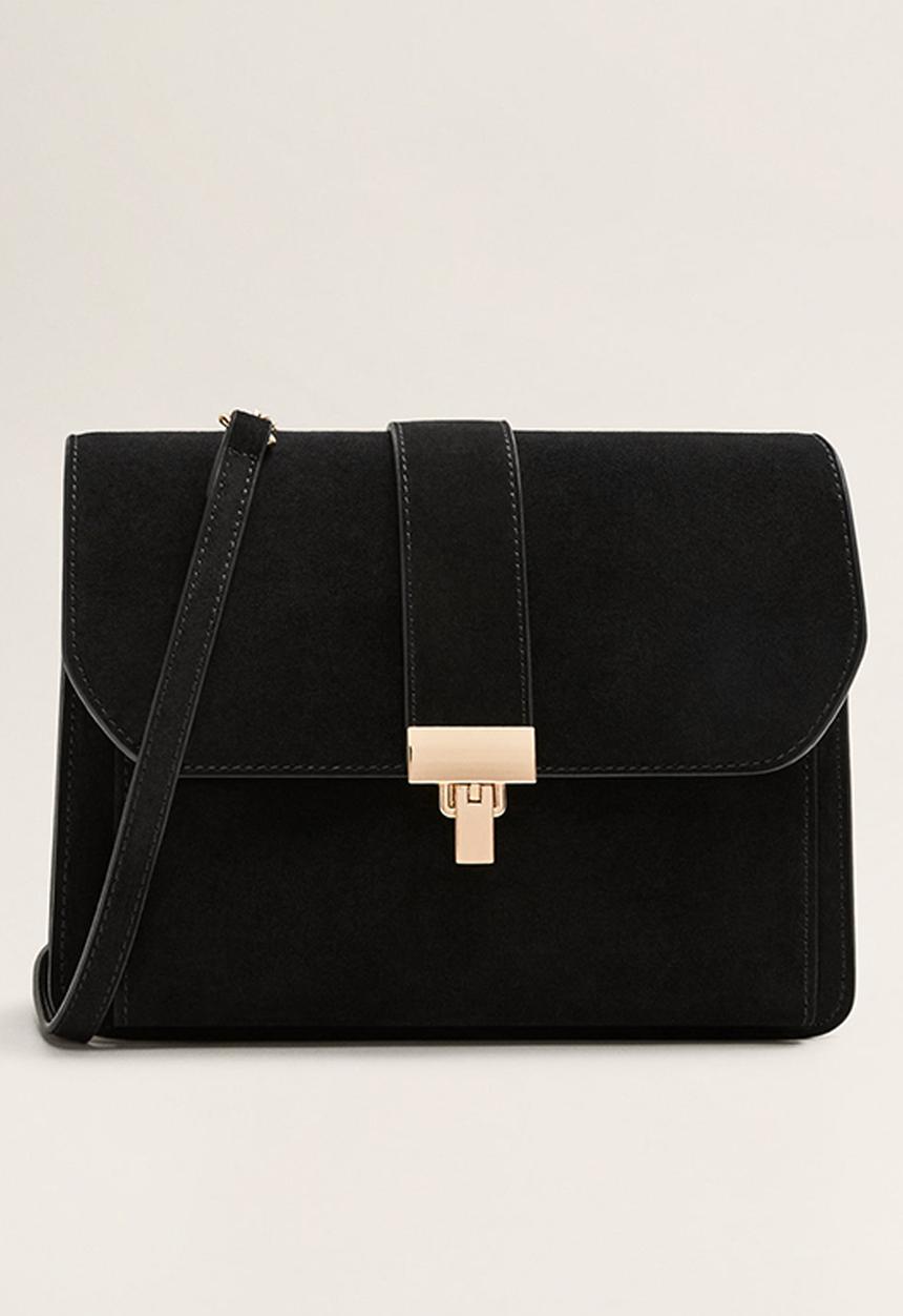 MANGO - Chain leather bag - black