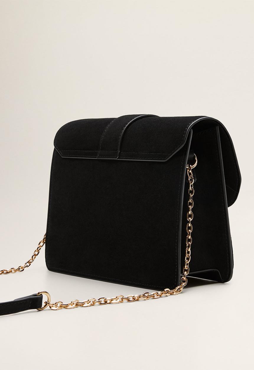 MANGO - Chain leather bag - black