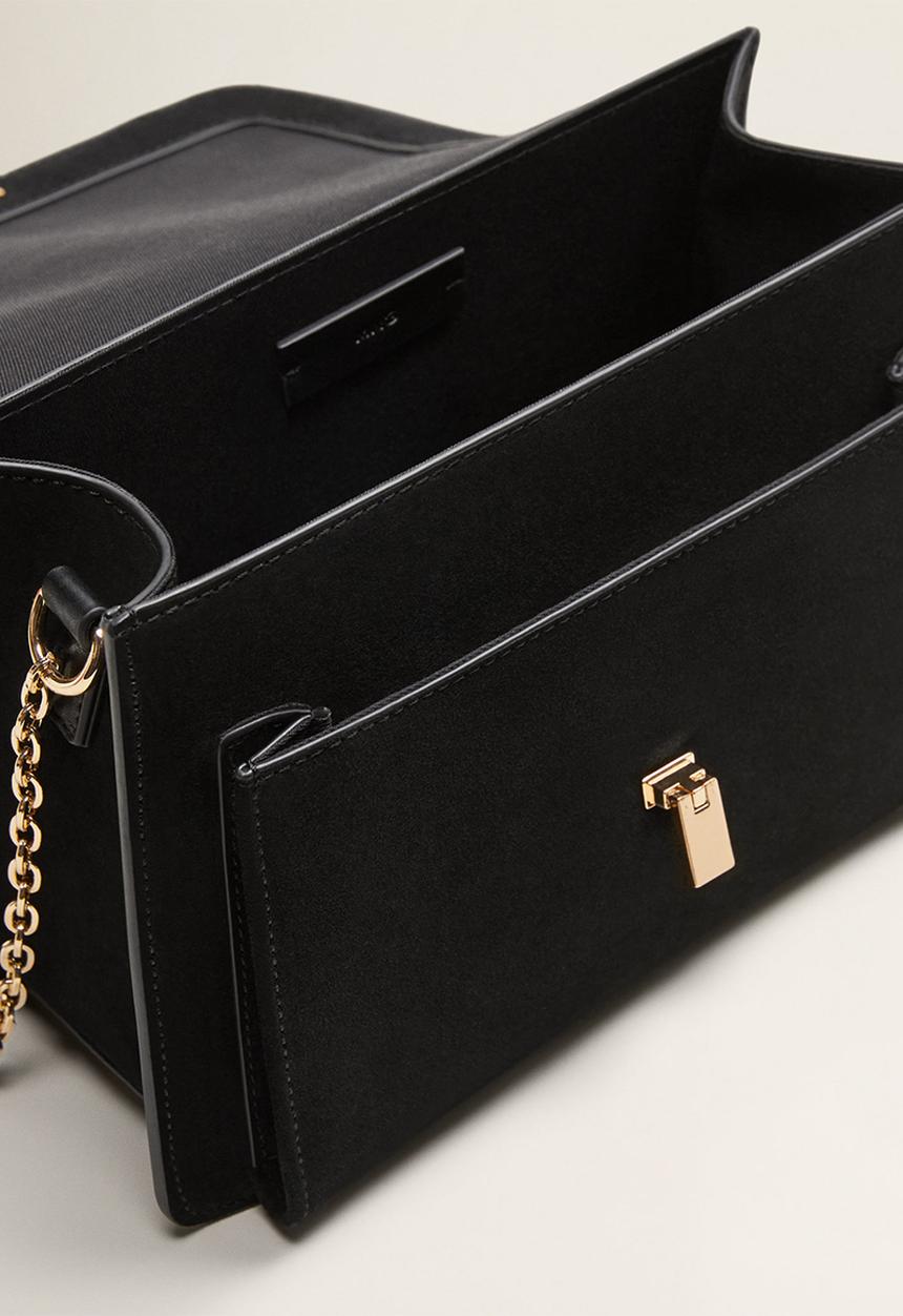 MANGO - Chain leather bag - black