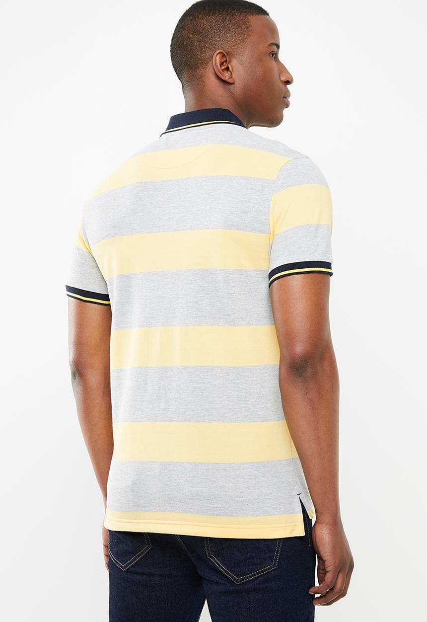 POLO - Matthew custom fit ss feeder stripe golfer - yellow & grey