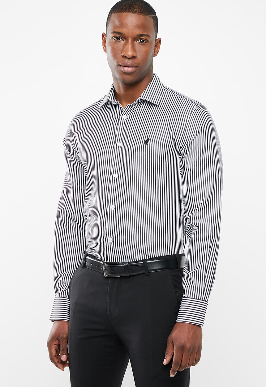 POLO - Greig bengal stripe signature long sleeve shirt - black & white