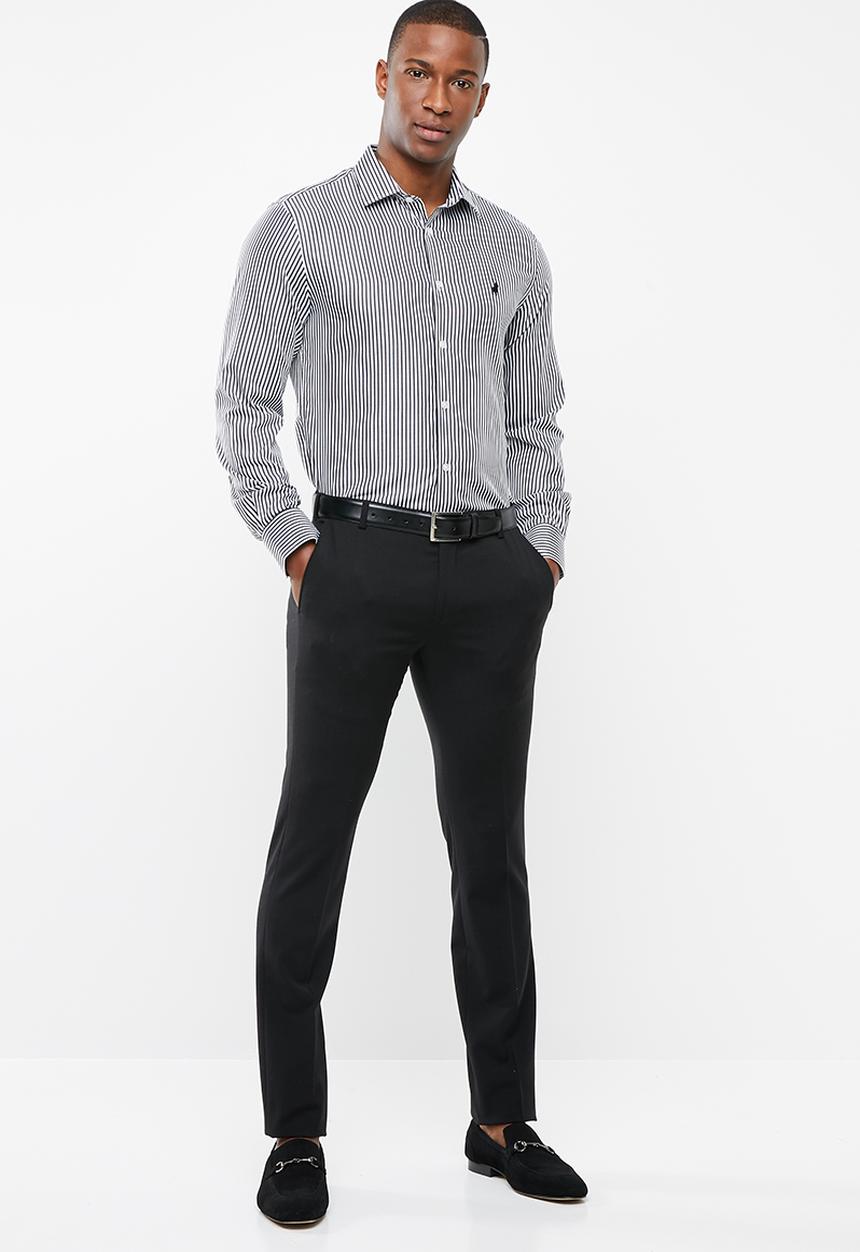 POLO - Greig bengal stripe signature long sleeve shirt - black & white