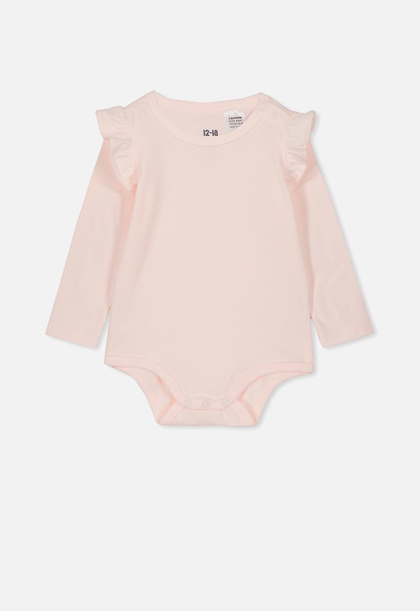 Cotton On - The long sleeve ruffle bubbysuit - pink