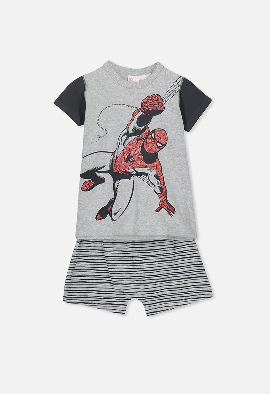 Cotton On - Hudson short sleeve pj set - grey