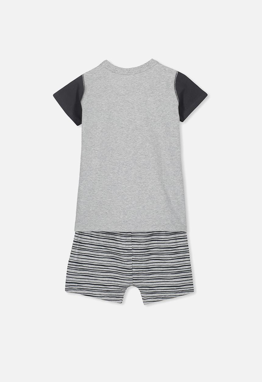 Cotton On - Hudson short sleeve pj set - grey