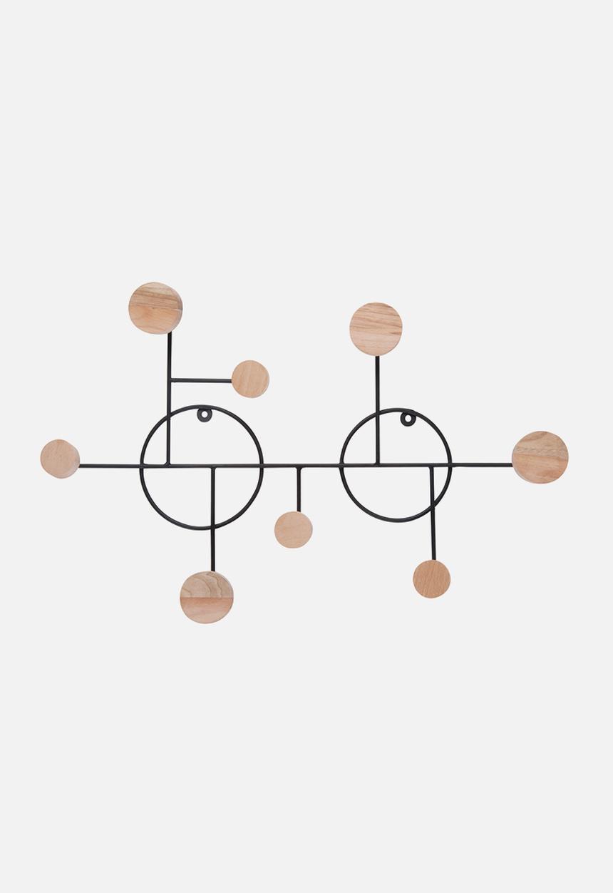 Present Time - Universe coat rack large wide – natural & black