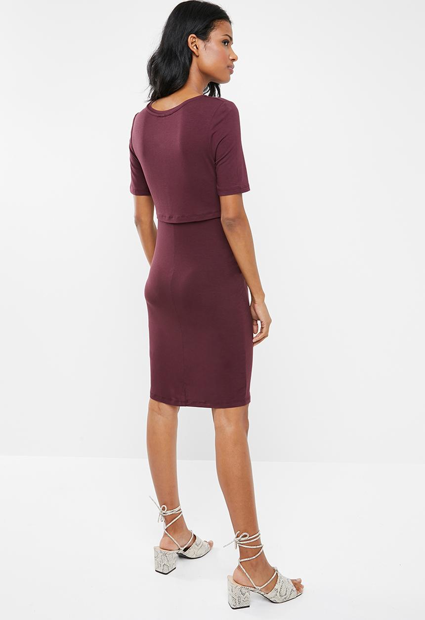 New Look - Maternity Nursing layer dress - burgundy