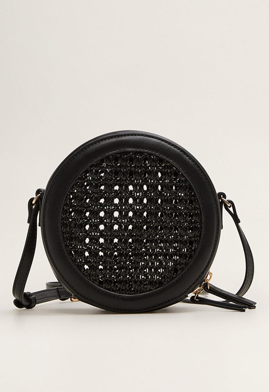 MANGO - Laser-cut round bag - black