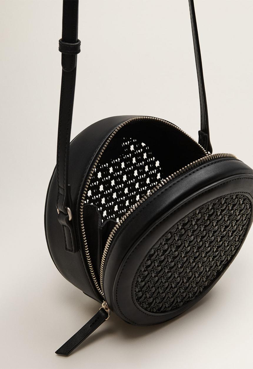 MANGO - Laser-cut round bag - black