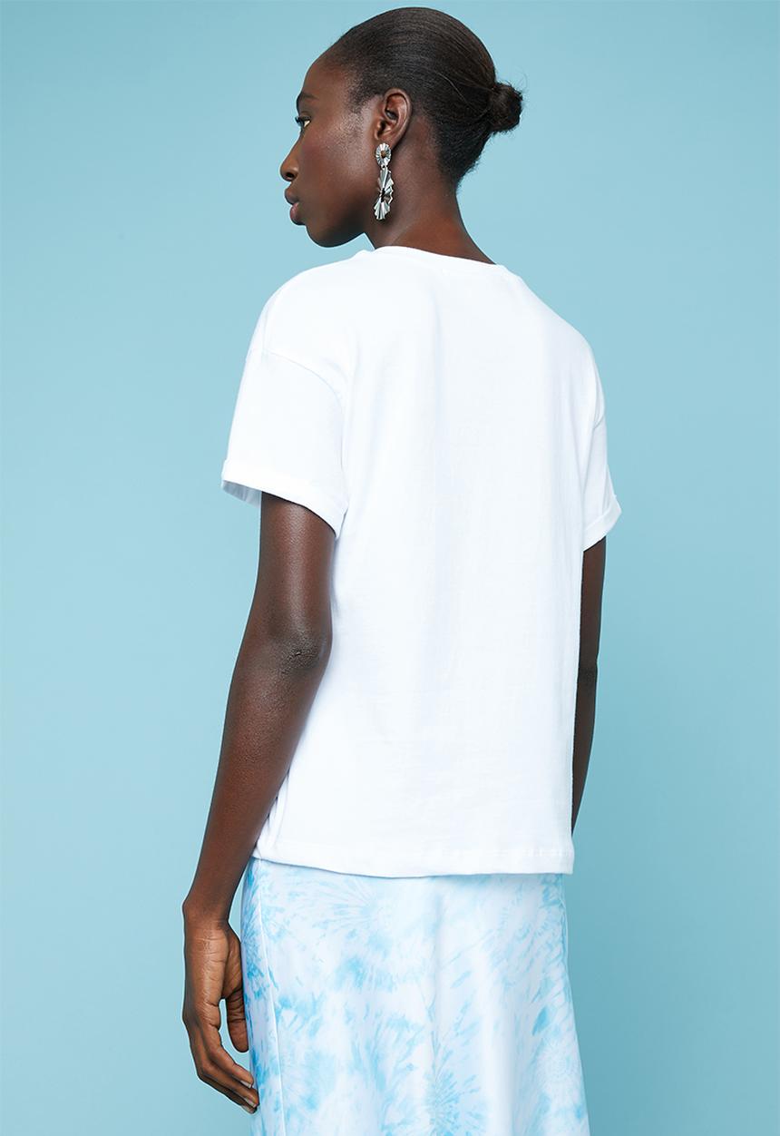 Superbalist - Boxy tee with roll up sleeve - white