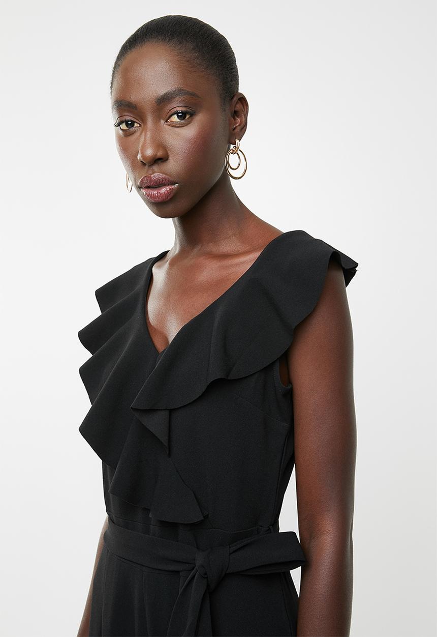 Revenge - Ruffle jumpsuit with tie waist - black