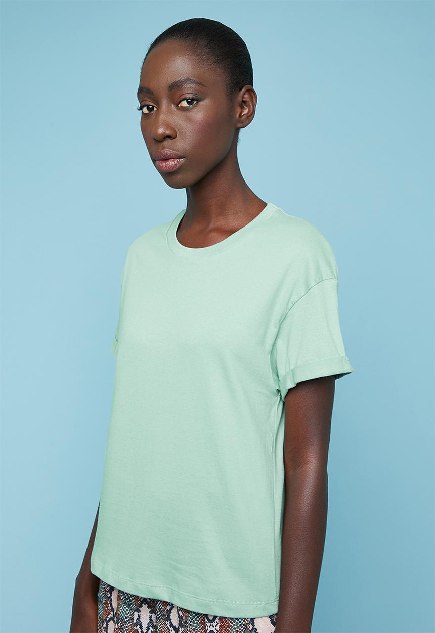 Superbalist - Boxy tee with roll up sleeve - green