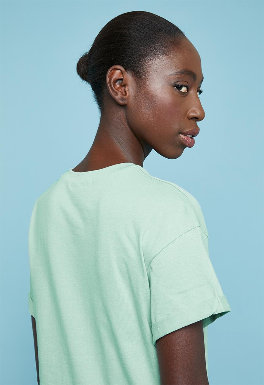 Superbalist - Boxy tee with roll up sleeve - green