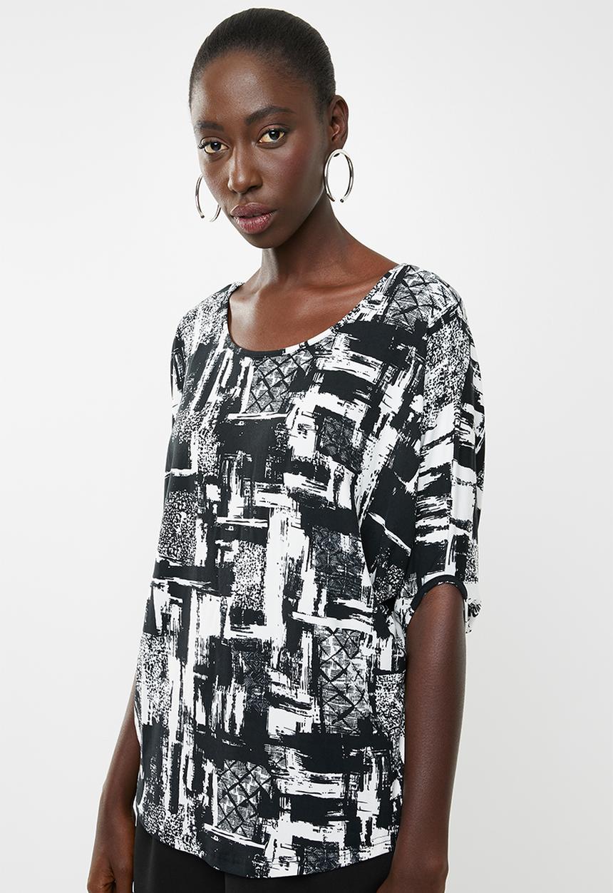 Revenge - Shell sleeve top - black & white