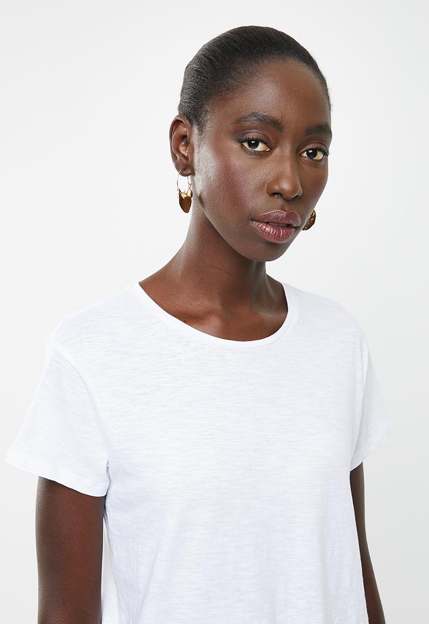New Look - Broderie tee - white