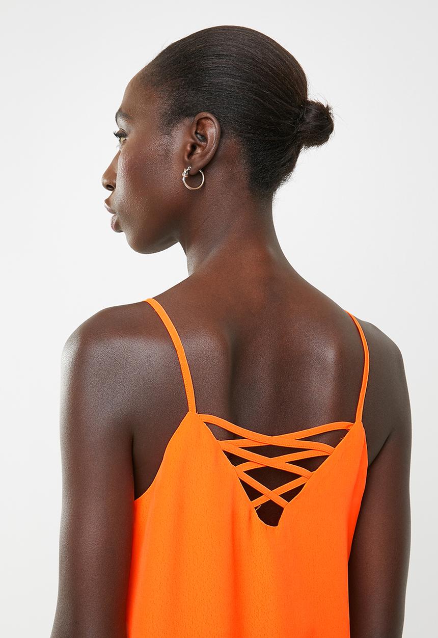 New Look - Cleo cross back neon cami - orange