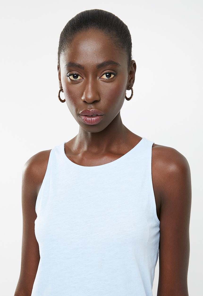 New Look - Broderie hem top - blue