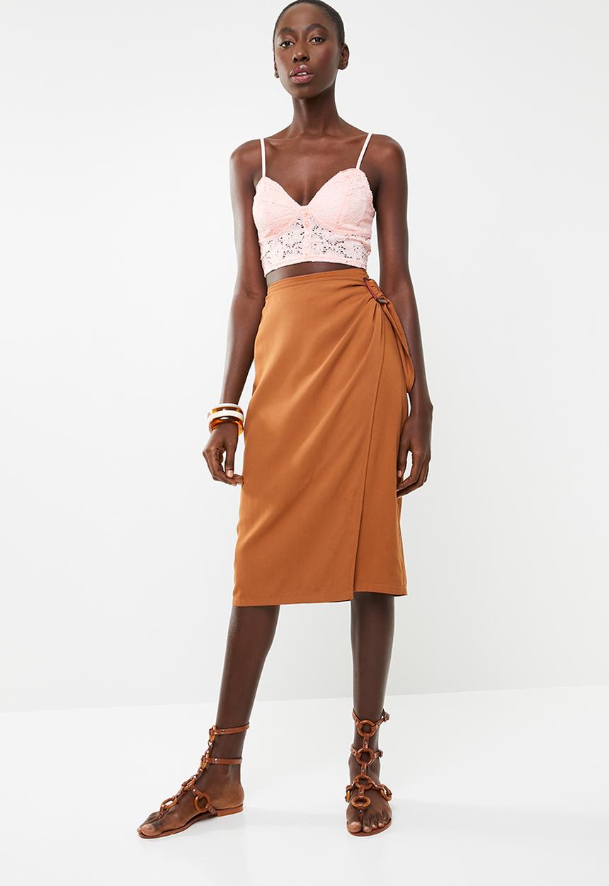 New Look - Lace button detail bralet - pink