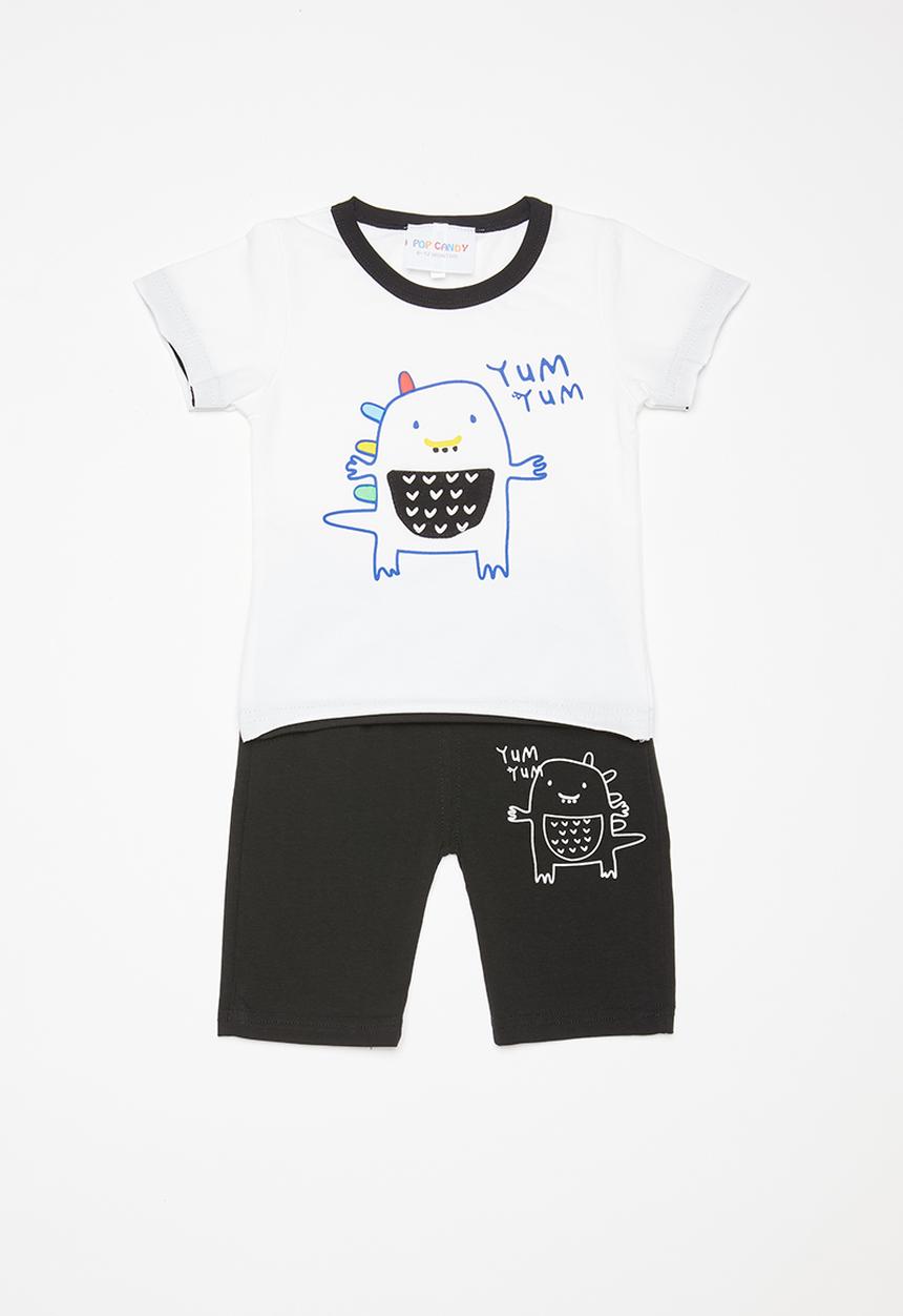 Pop Candy - Boys 2 piece set - white & black