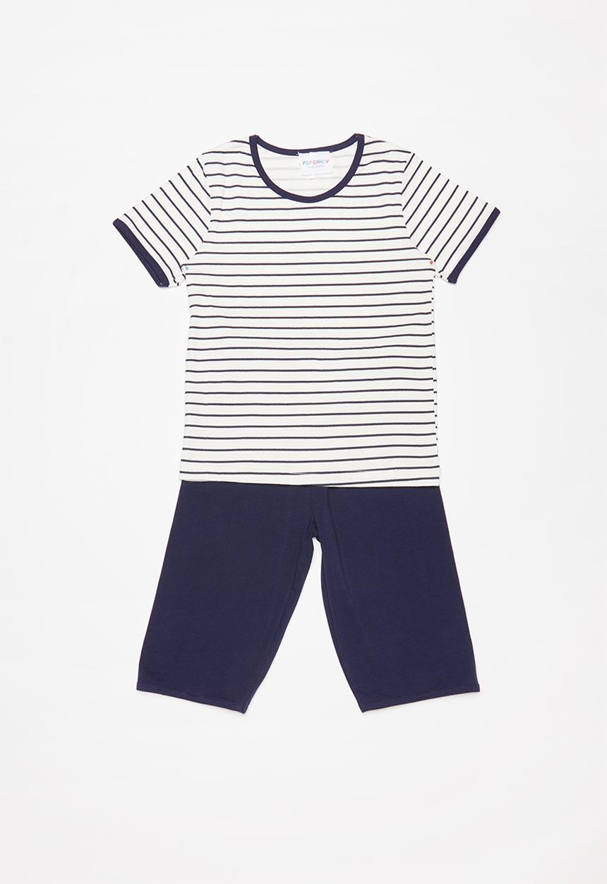 Pop Candy - Stripe Pj set - navy & white 