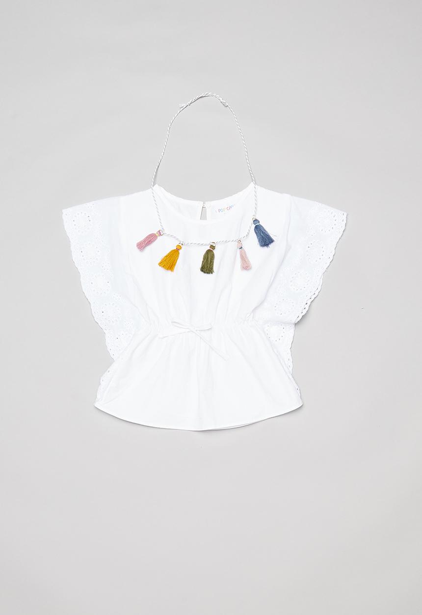 Pop Candy - Tassel detail blouse - white