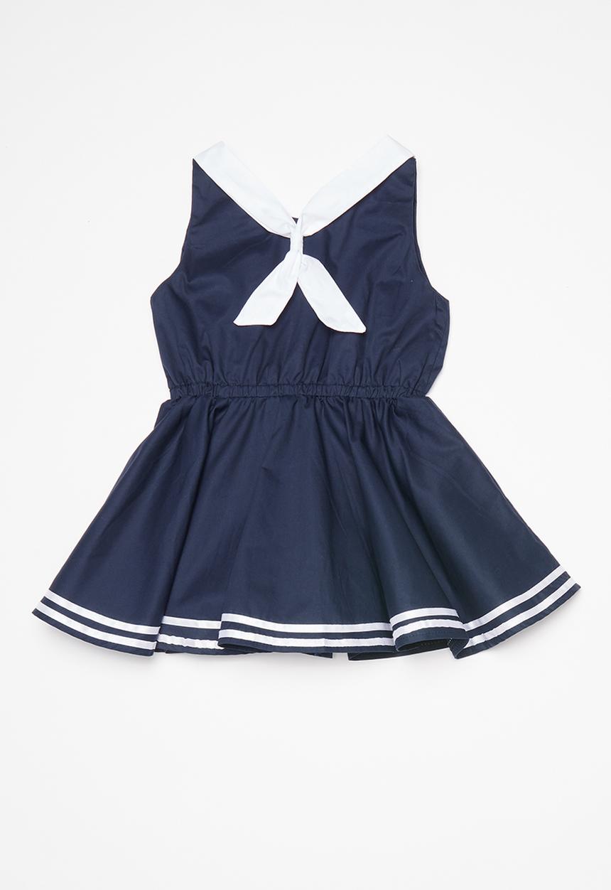 Pop Candy - Nautical dress - navy & white 