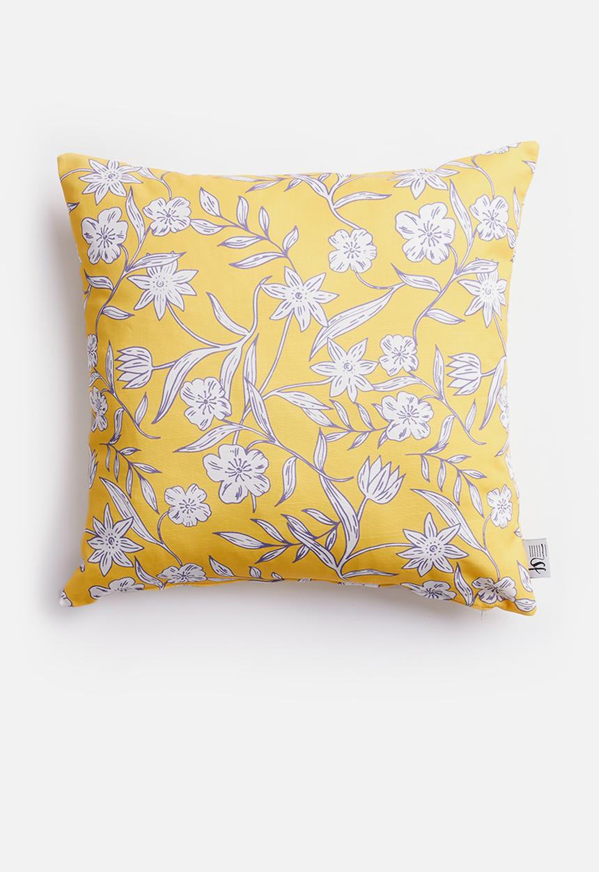 Sixth Floor - Punchy floral cushion cover - yellow