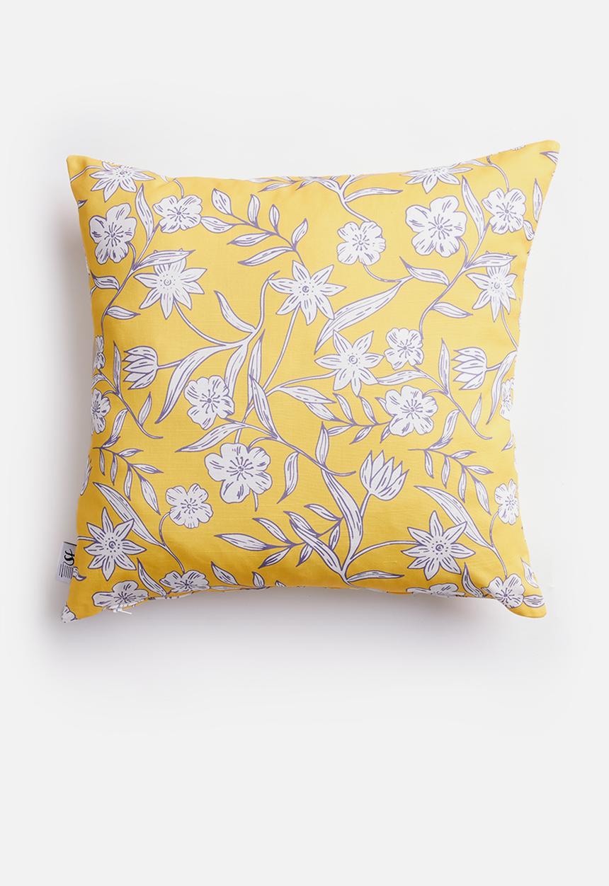 Sixth Floor - Punchy floral cushion cover - yellow