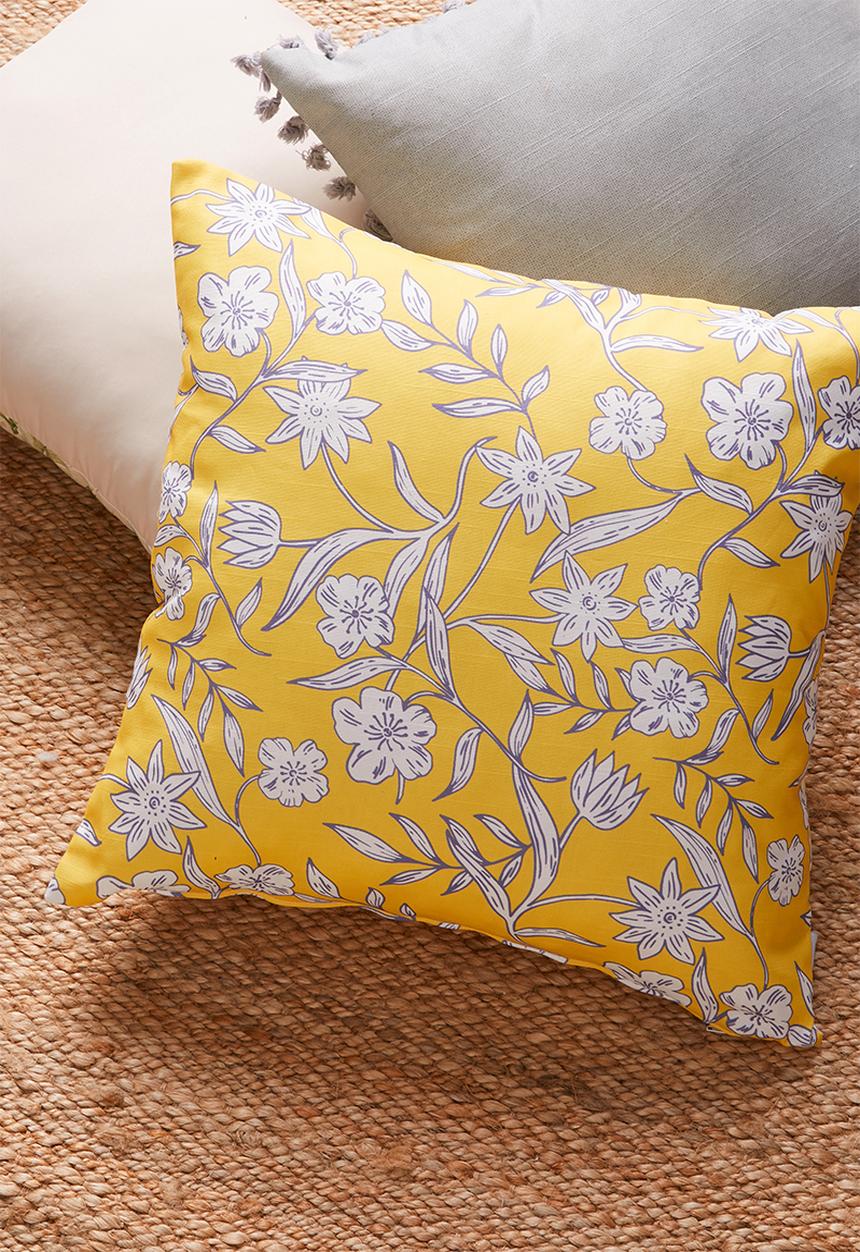 Sixth Floor - Punchy floral cushion cover - yellow