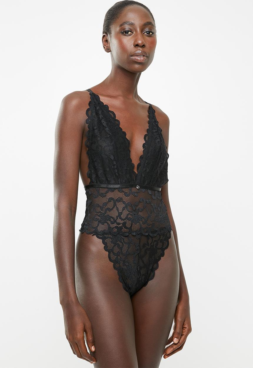 SISSY BOY - Allover lace bodysuit - black