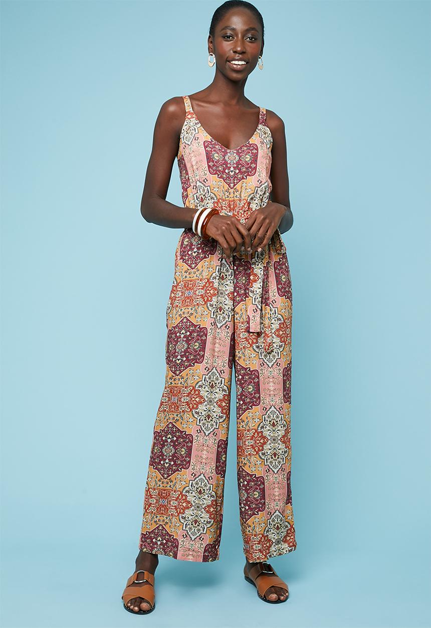 Superbalist - Printed strappy wide leg jumpsuit - multi