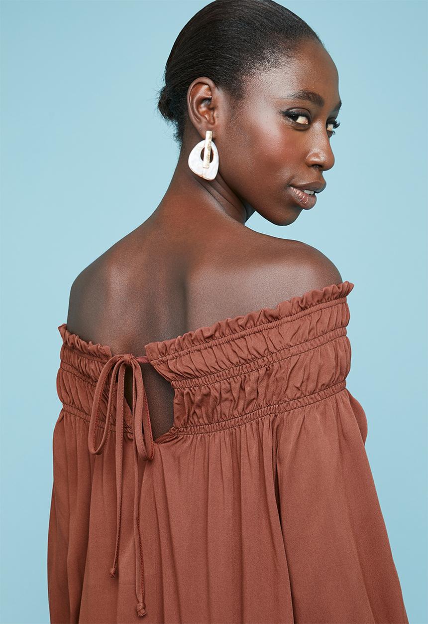 Superbalist - Off the shoulder midi dress - rust