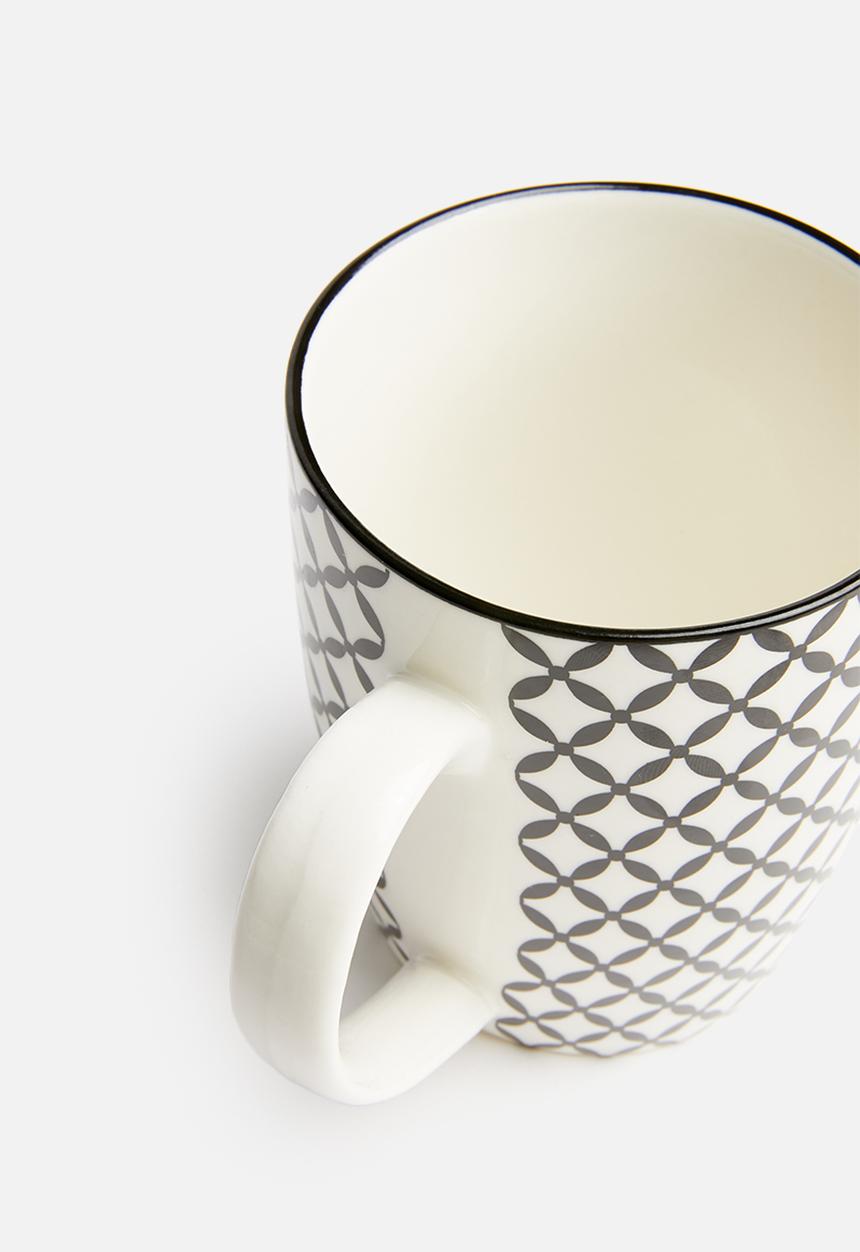 Excellent Houseware - Geo mug set of 4 - black & white