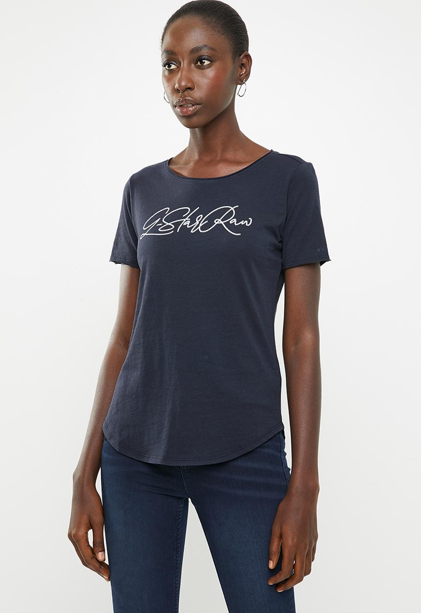 G-STAR - Graphic 22 optic slim tee - navy