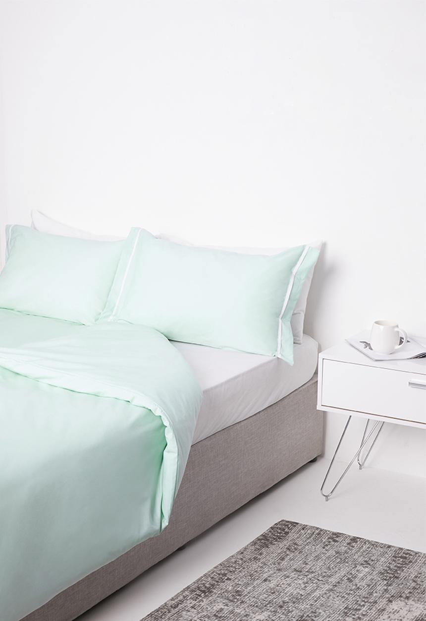 Sixth Floor - Pleat cotton duvet set - duck egg
