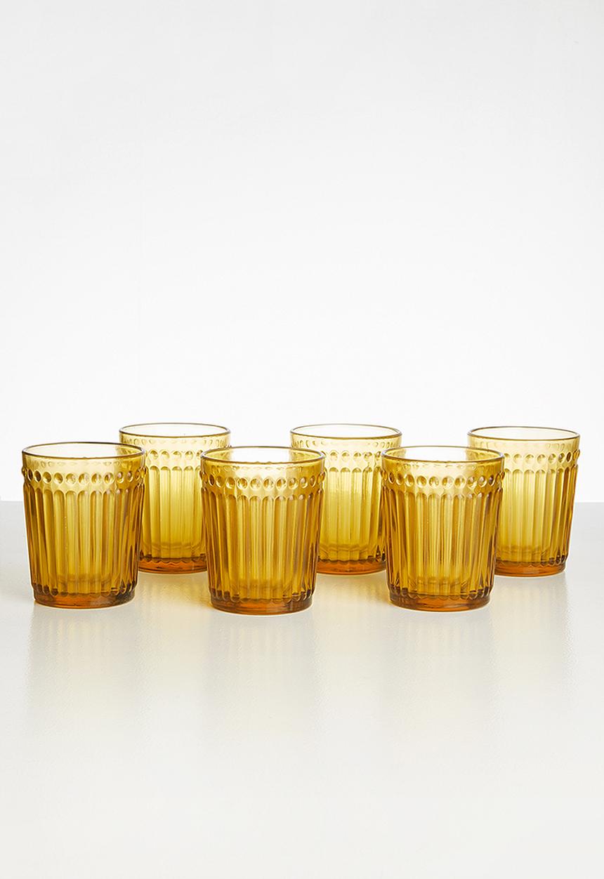 Excellent Houseware - Amber water glass set of 6 - brown
