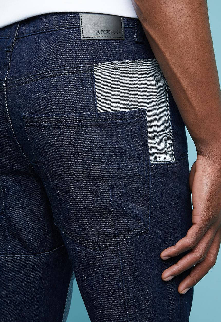 Superbalist - Regular fit tapered patchwork jeans - navy 