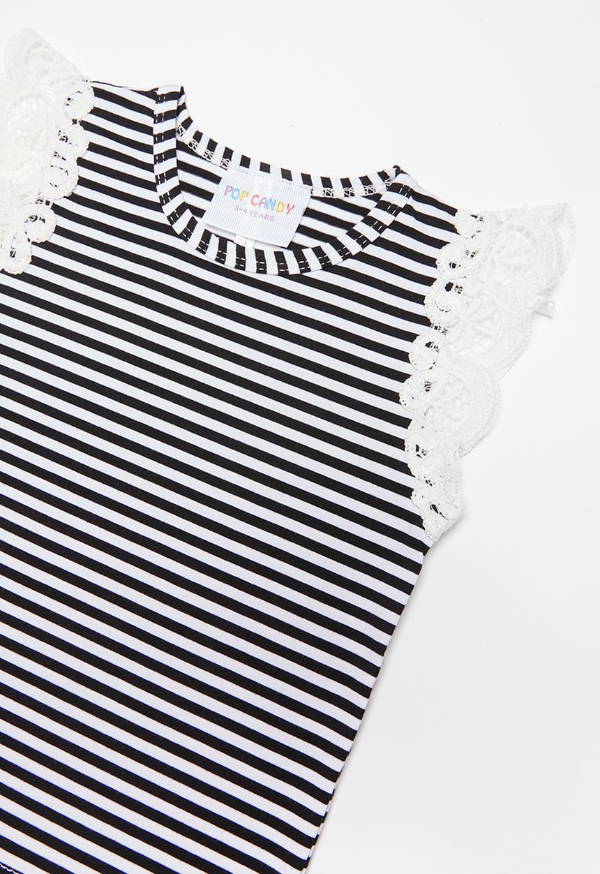 Pop Candy - Flutter sleeve vest - black & white