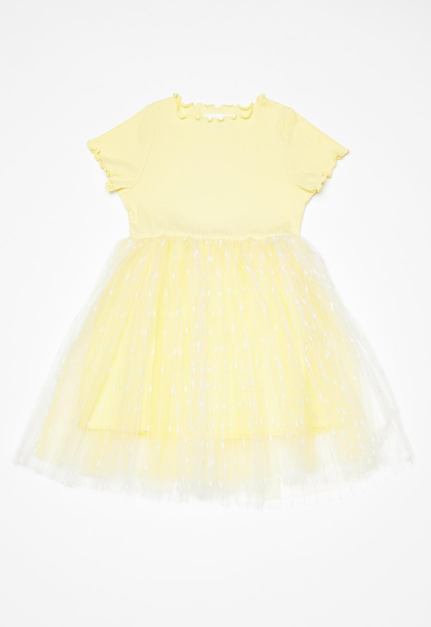 Pop Candy - Combo mesh dress - yellow