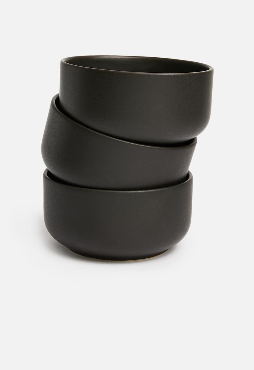 Urchin Art - Kari snack bowl set of 3 - matte black