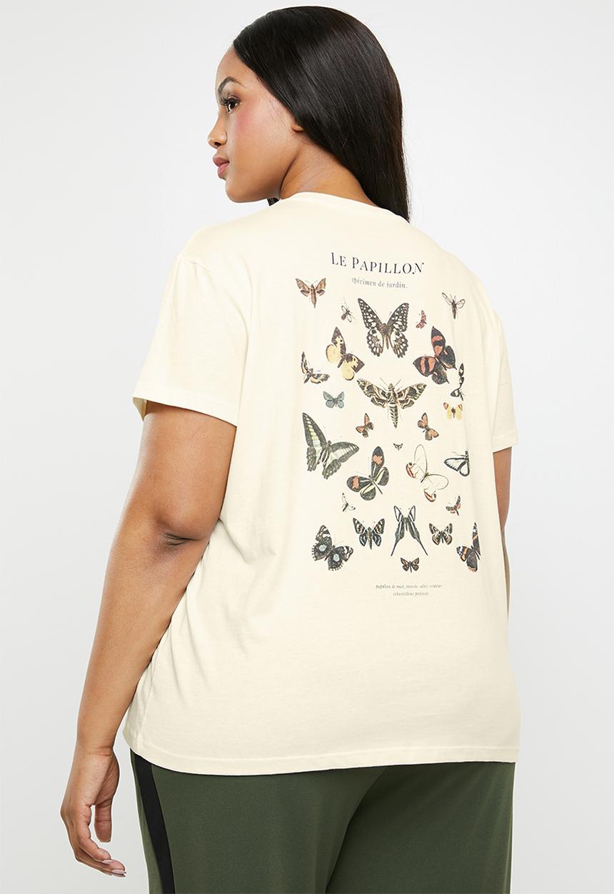 Cotton On - Curve graphic tee le papillion - beige