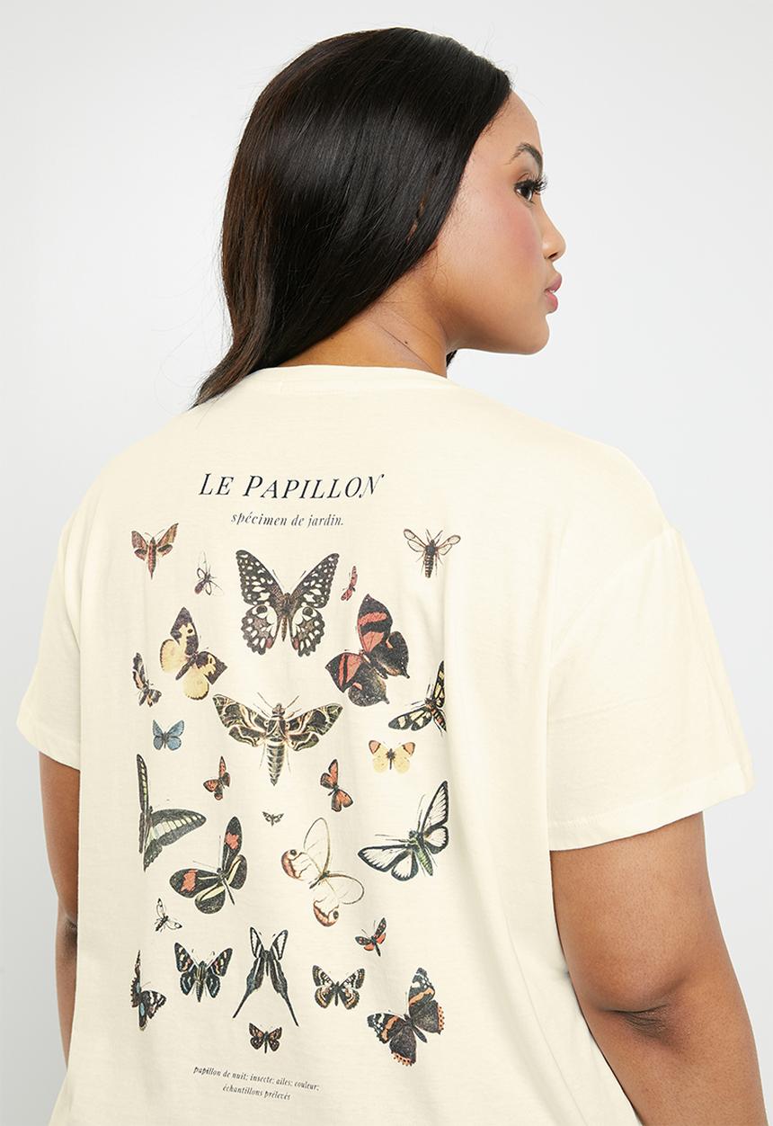 Cotton On - Curve graphic tee le papillion - beige