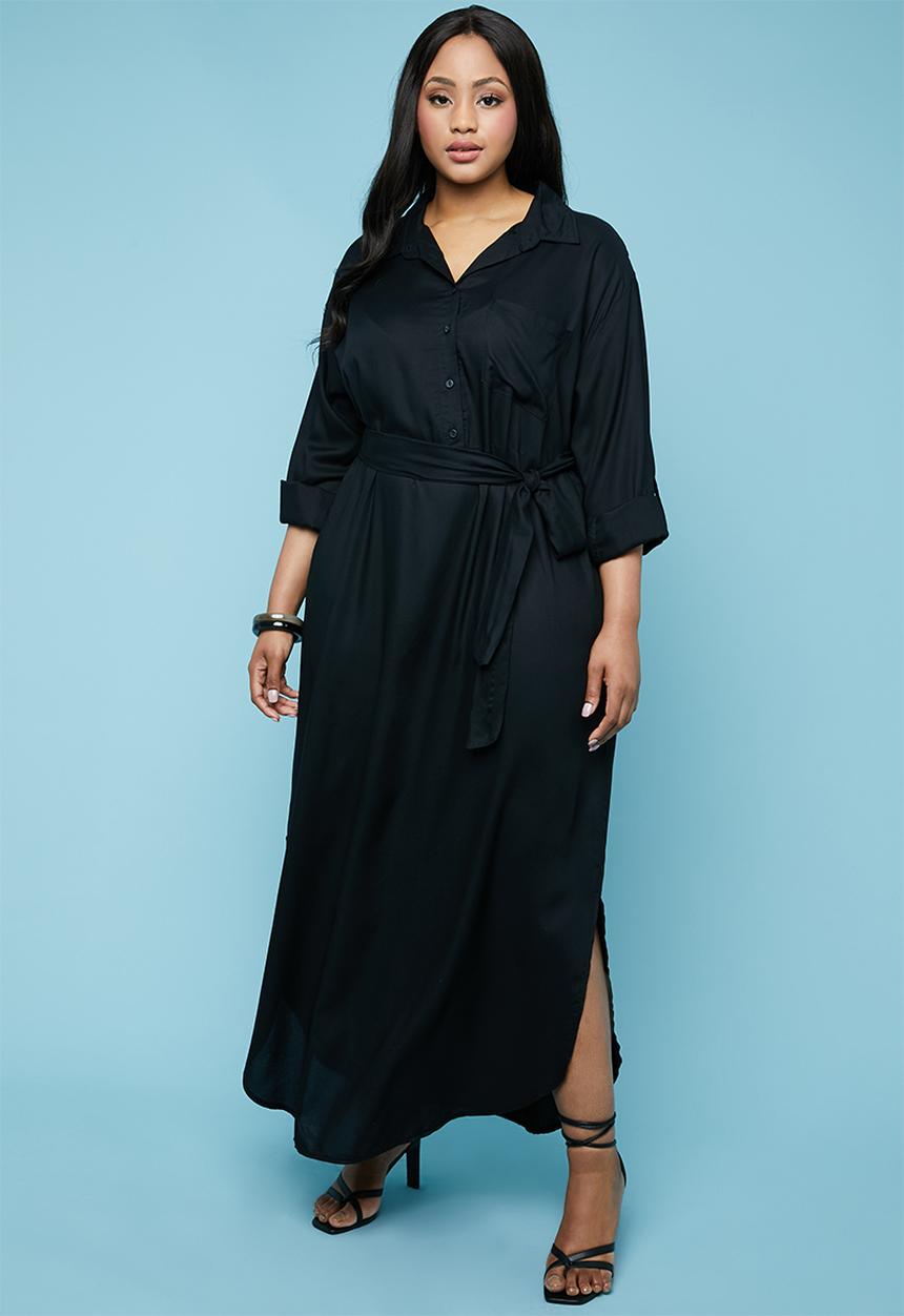 Superbalist - Maxi shirt dress - black