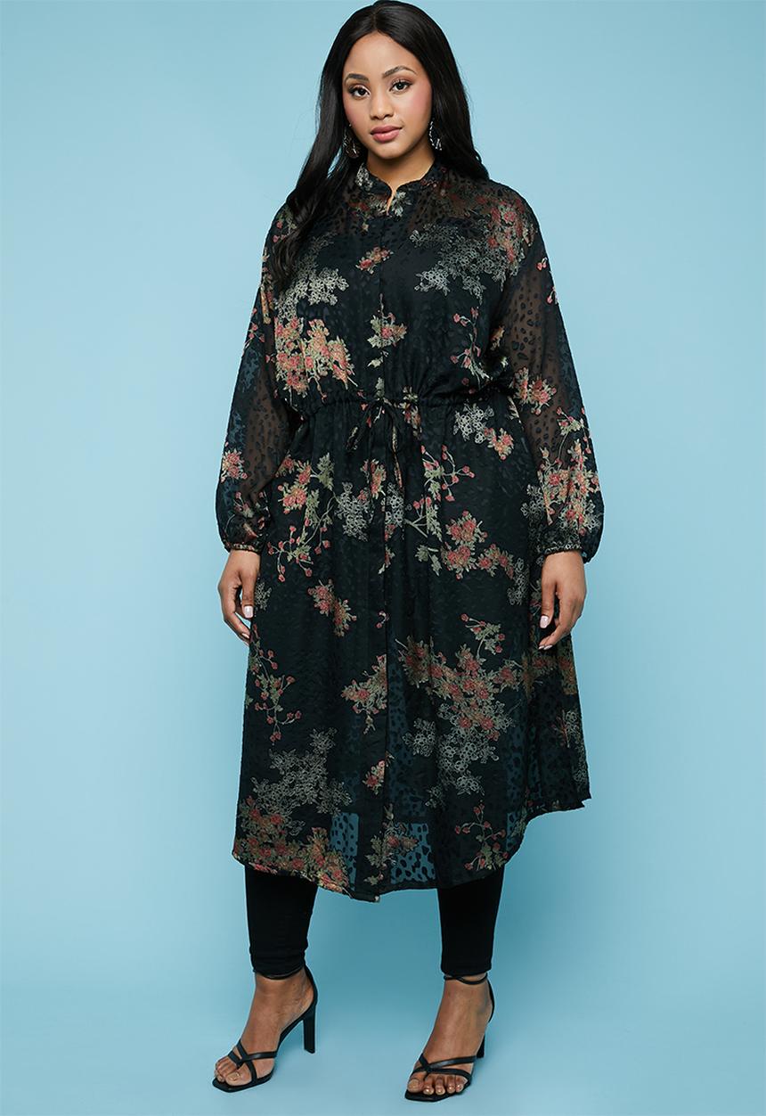 Superbalist - Sheer shirt dress - black