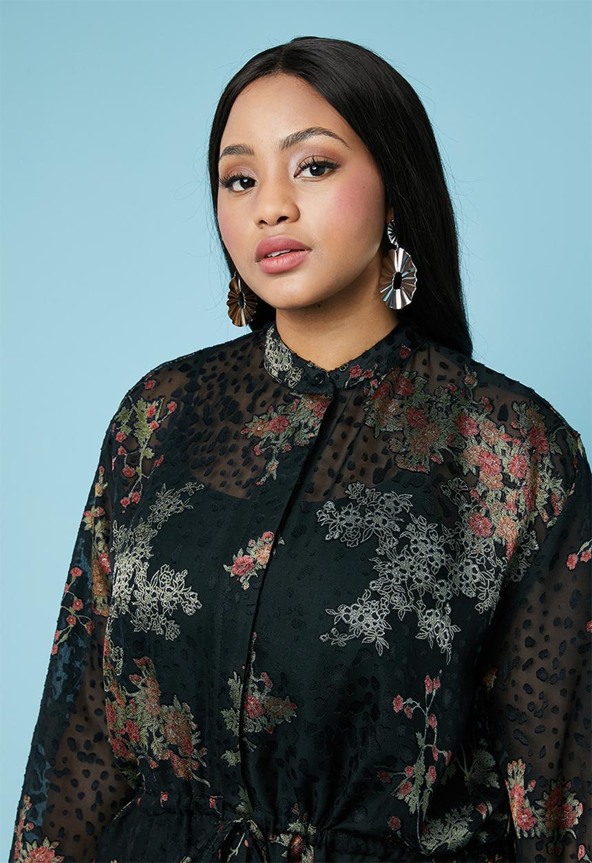 Superbalist - Sheer shirt dress - black