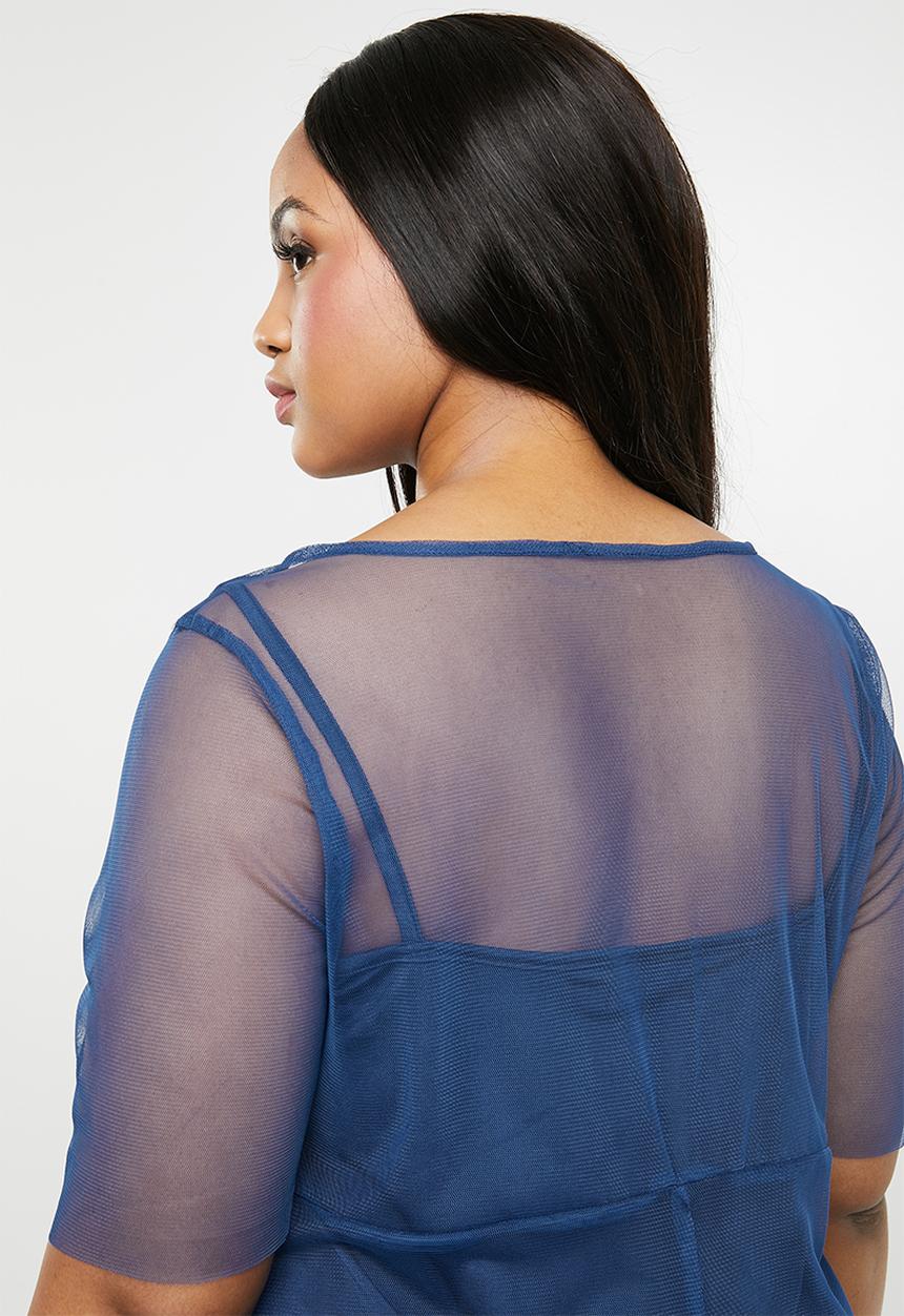 AMANDA LAIRD CHERRY - Plus size clara lace dress - blue