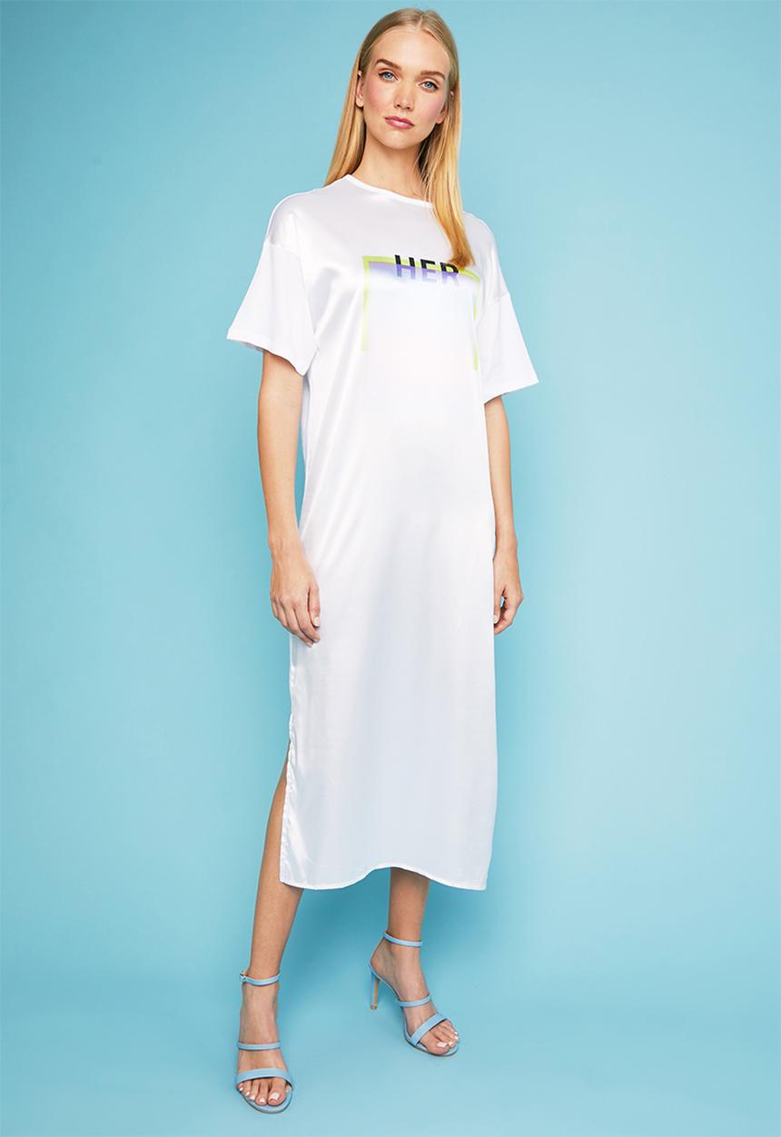 Superbalist - Combo fabric printed T-shirt dress - white