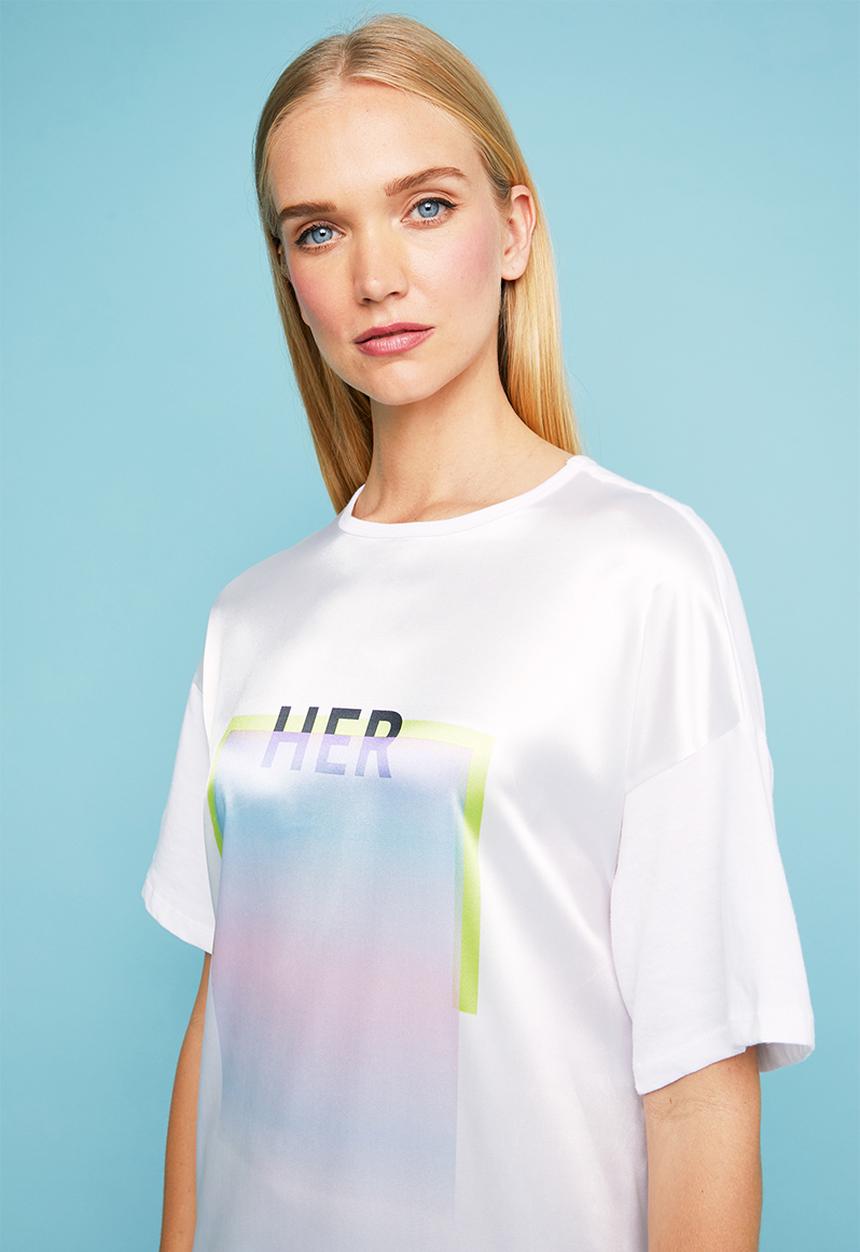 Superbalist - Combo fabric printed T-shirt dress - white